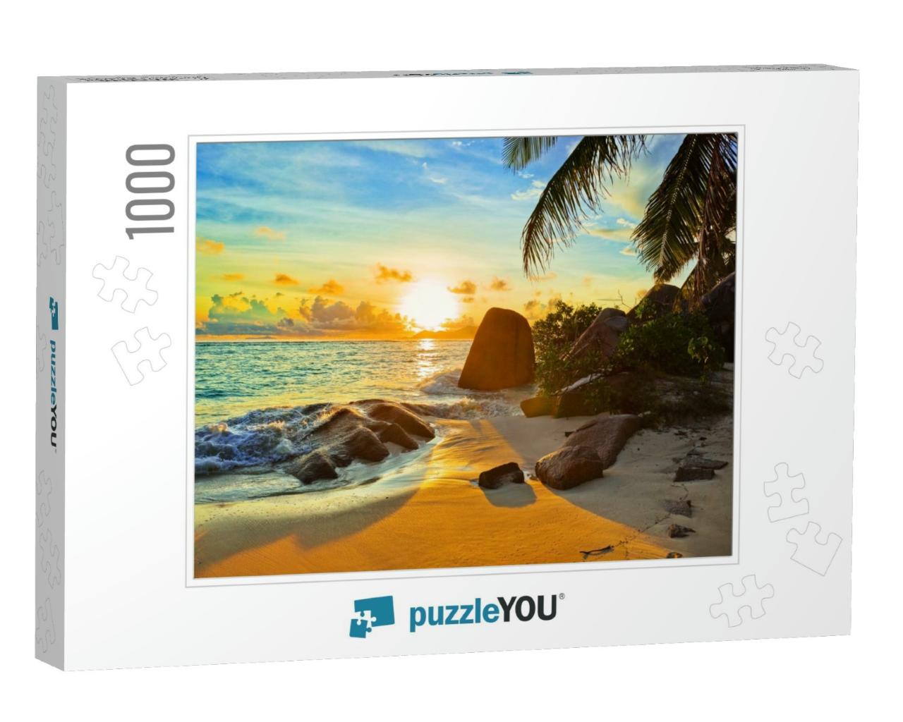 Tropical Beach At Sunset - Nature Background... Jigsaw Puzzle with 1000 pieces