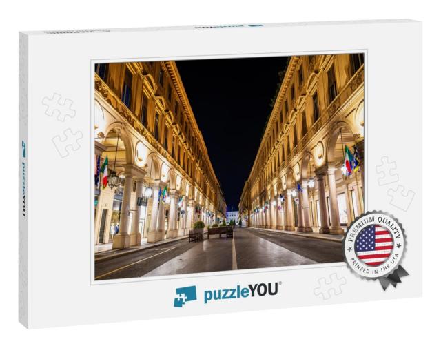 Via Roma, a Street in the Center of Turin - Italy... Jigsaw Puzzle
