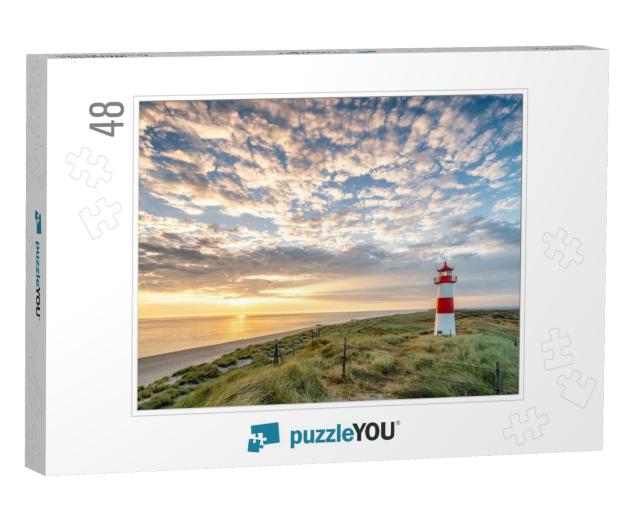 Red Lighthouse on the Island of Sylt in North Frisia, Sch... Jigsaw Puzzle with 48 pieces