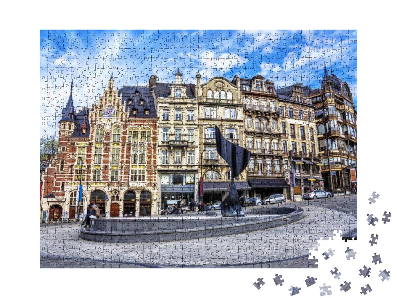 Traditional Buildings & Houses on the Streets of Brussels... Jigsaw Puzzle with 1000 pieces