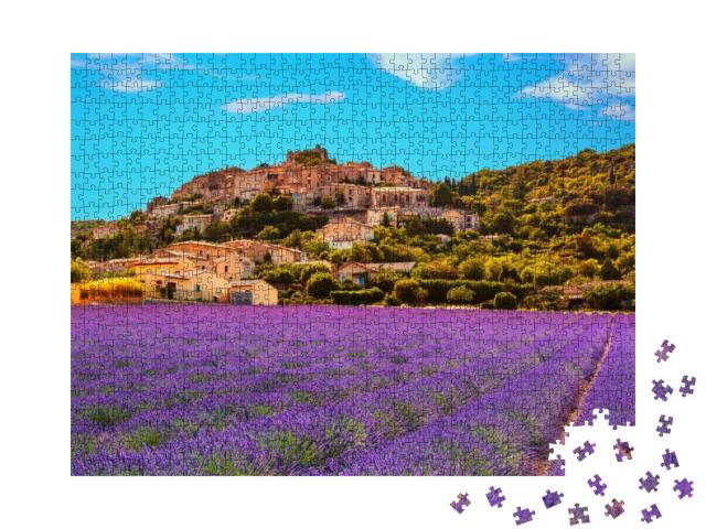 Simiane La Rotonde Village & Lavender. Provence, France... Jigsaw Puzzle with 1000 pieces