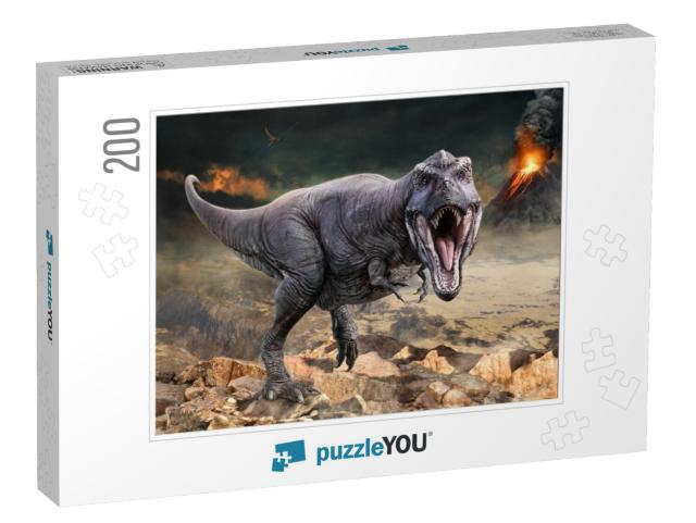 Tyrannosaurus Rex Scene 3D Illustration... Jigsaw Puzzle with 200 pieces