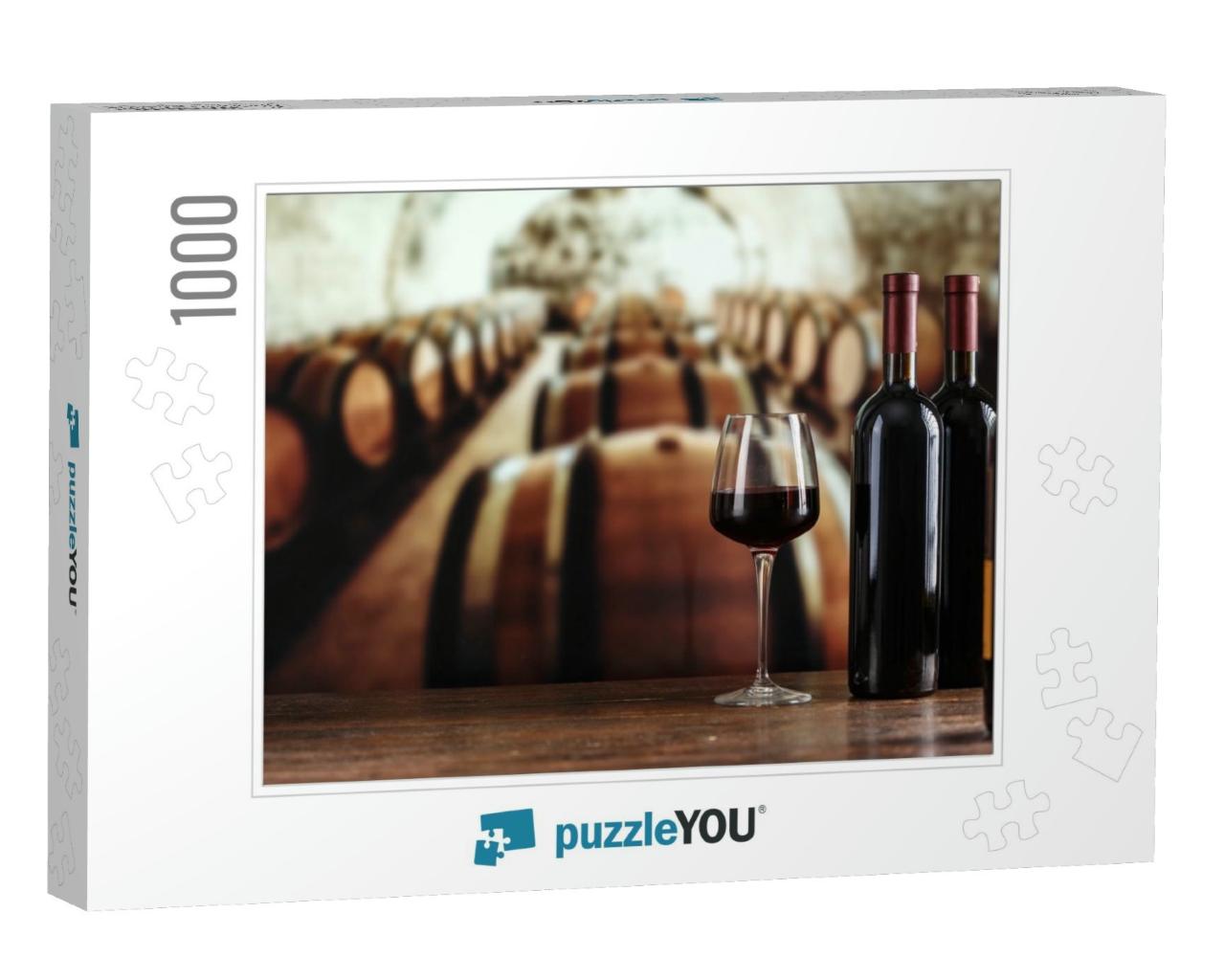 Wine Cellar with Wine Bottle & Glasses. with Space for Te... Jigsaw Puzzle with 1000 pieces