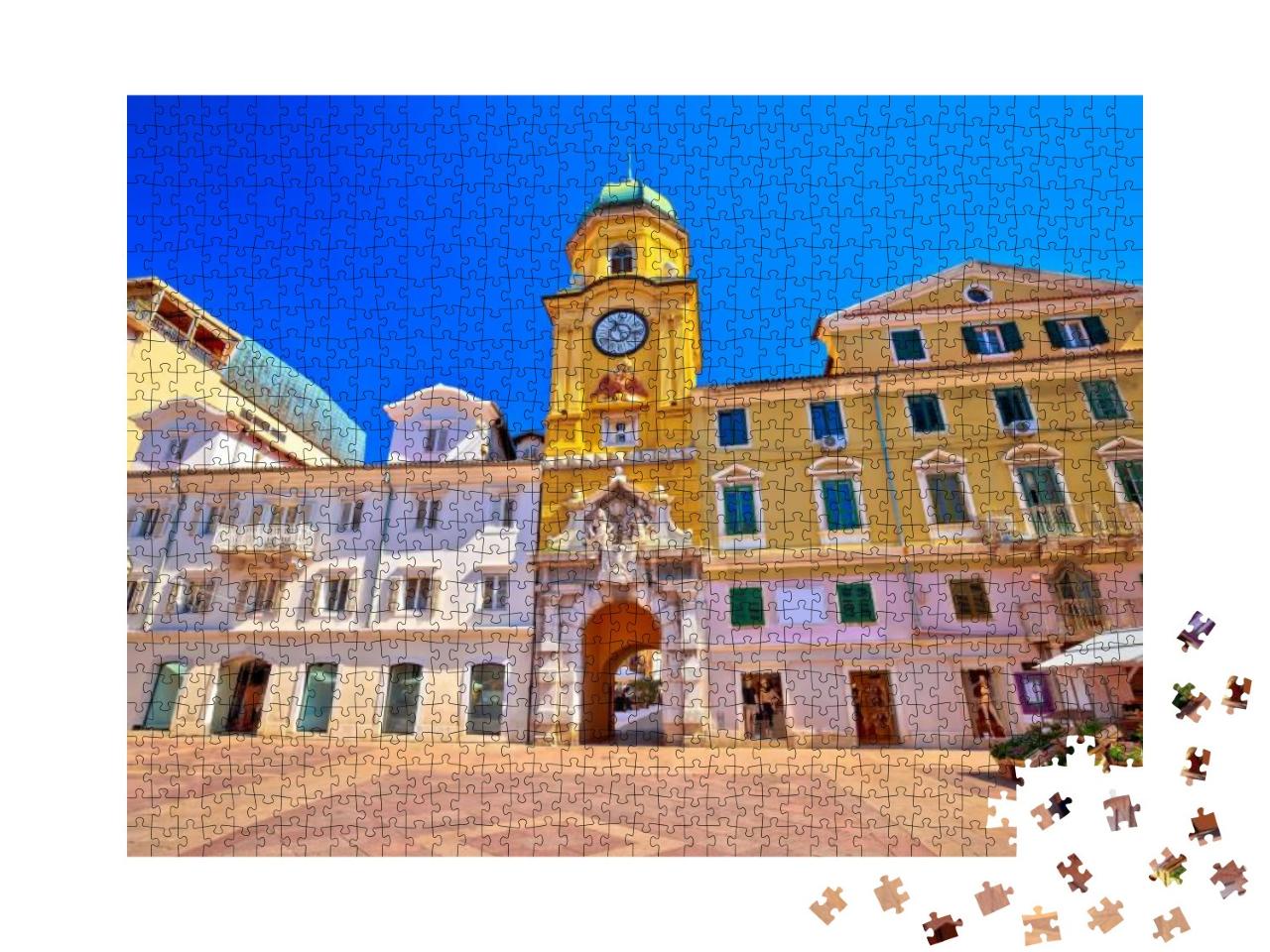 City of Rijeka Main Square & Clock Tower View, Kvarner Ba... Jigsaw Puzzle with 1000 pieces
