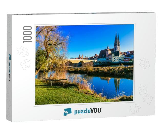 Travel in Germany - Beautiful Town Regensburg Over Danube... Jigsaw Puzzle with 1000 pieces