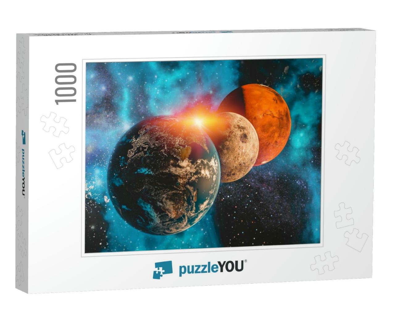 Space Travel the Solar System Earth, Moon & Mars Planet C... Jigsaw Puzzle with 1000 pieces