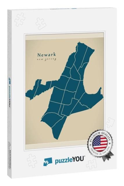 Modern City Map - Newark New Jersey City of the USA with N... Jigsaw Puzzle