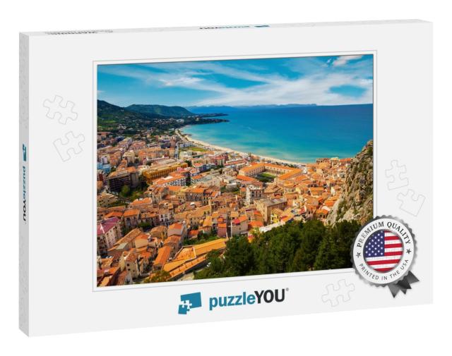 Aerial View of Town Cefalu from Above, Sicily, Italy... Jigsaw Puzzle