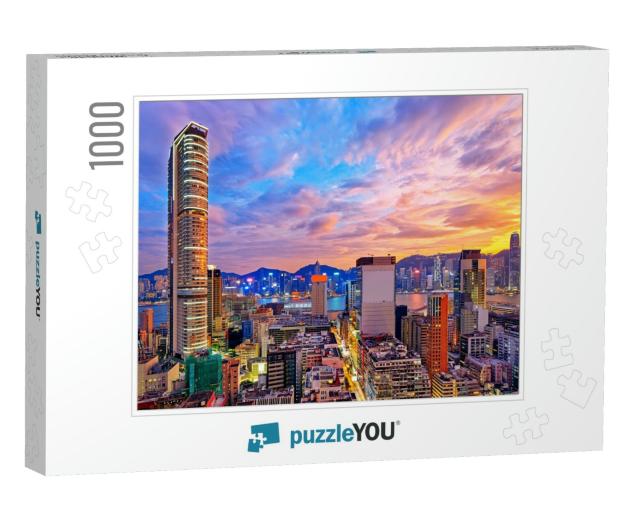 Hong Kong Skyline At Sunset... Jigsaw Puzzle with 1000 pieces