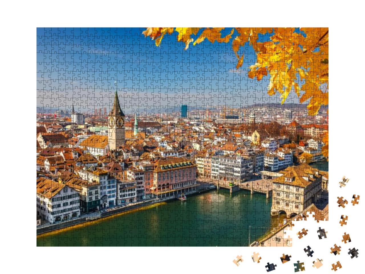 Downtown of Zurich At Sunny Day... Jigsaw Puzzle with 1000 pieces