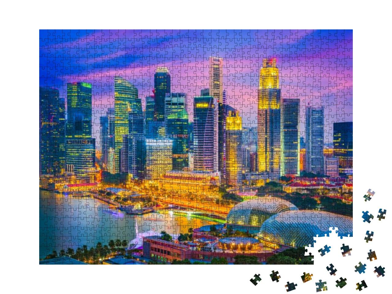 Singapore City Skyline At Twilight... Jigsaw Puzzle with 1000 pieces