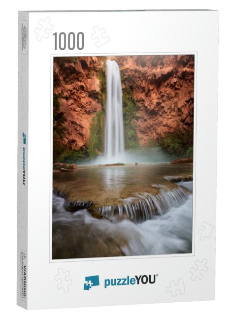 Beautiful Turquoise Water Falls At Havasupai, in Arizona... Jigsaw Puzzle with 1000 pieces