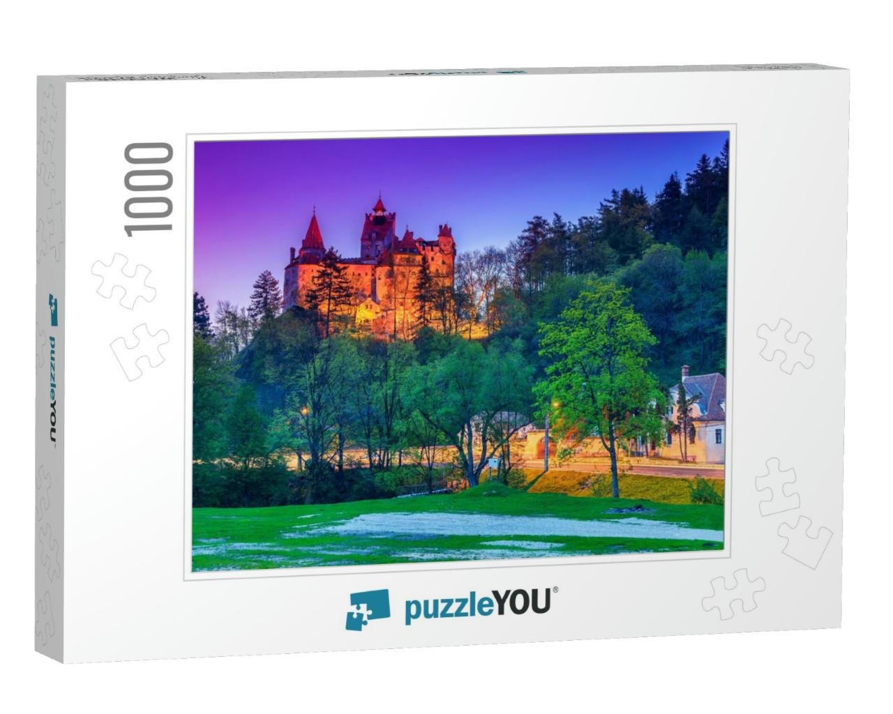The Famous Bran Castle with Stunning Lights in the Evenin... Jigsaw Puzzle with 1000 pieces