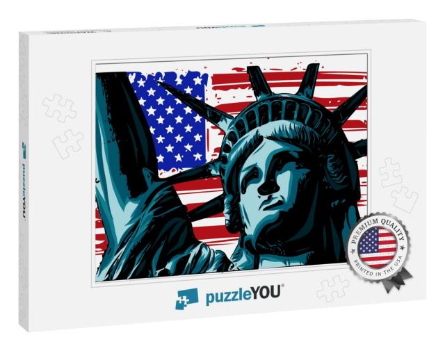 The American Liberty Statue Icon Vector Illustration... Jigsaw Puzzle