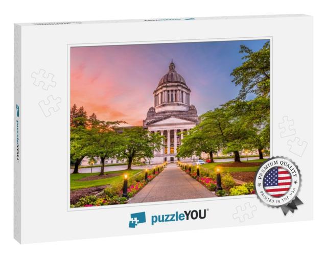 Olympia, Washington, USA State Capitol Building At Dusk... Jigsaw Puzzle