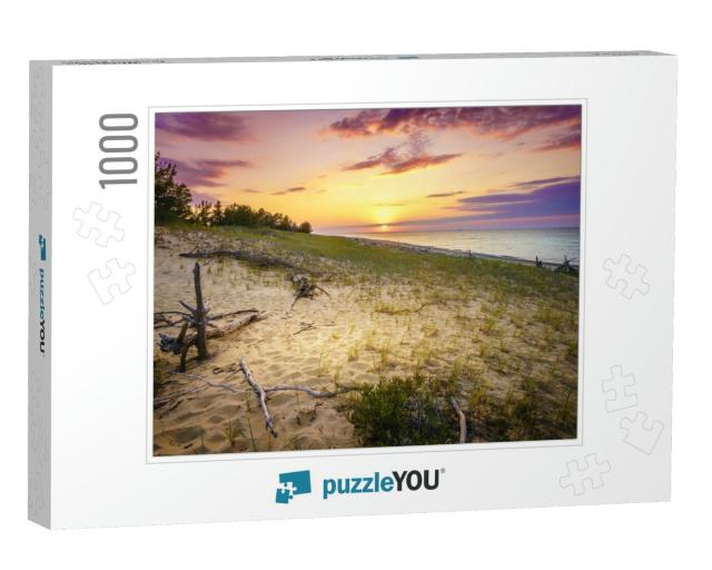 Sunset on the Beach of Lake Superior in Whitefish Point... Jigsaw Puzzle with 1000 pieces