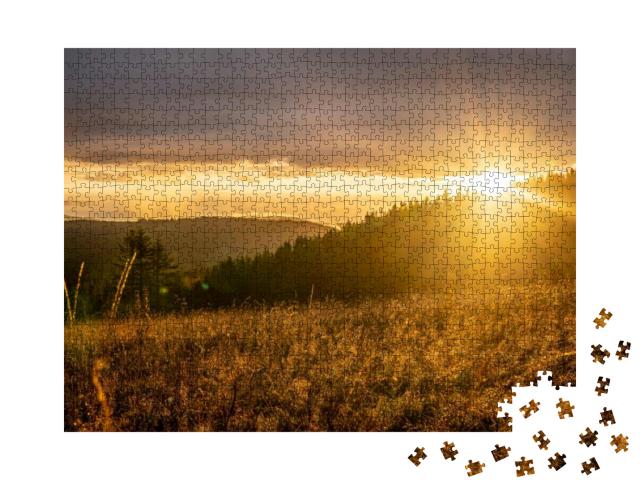 Sunset on Mountain Feldberg 1493 M in the Southern Black... Jigsaw Puzzle with 1000 pieces