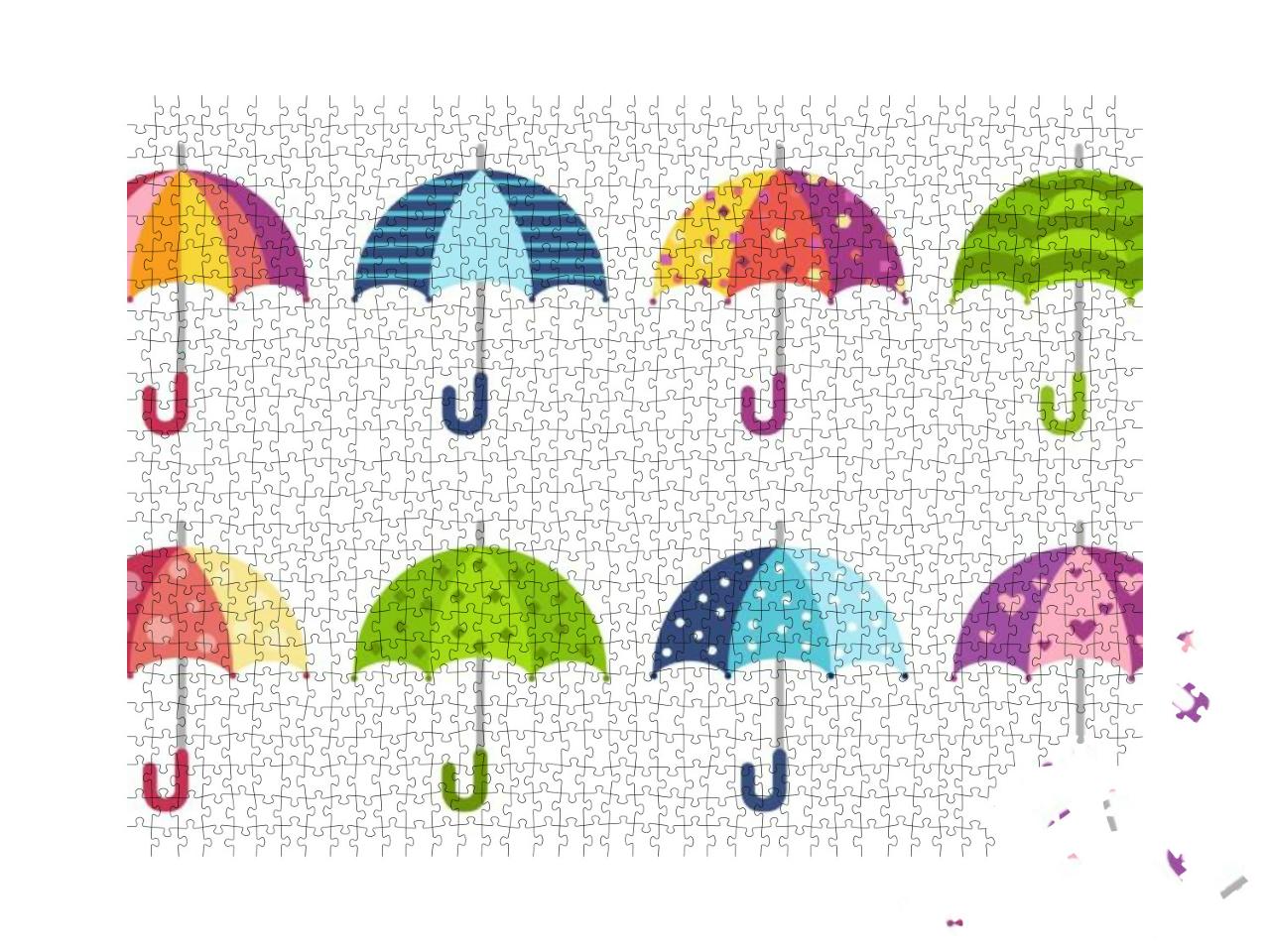 Colorful Cute Pattern Umbrellas Collection in Flat Style... Jigsaw Puzzle with 1000 pieces