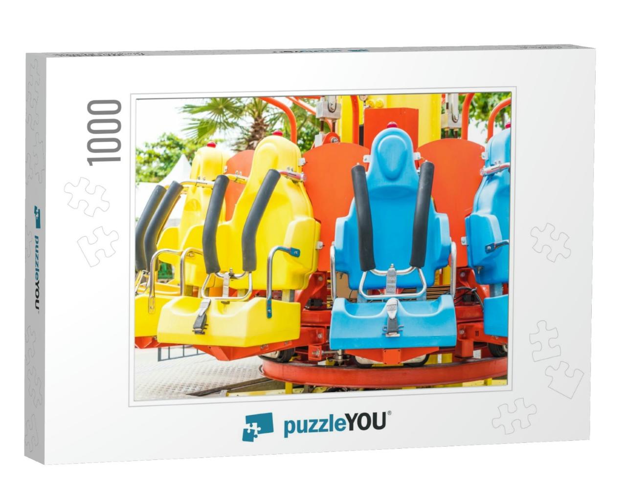 Colorful Roller Coaster Seats At Amusement Park in Thaila... Jigsaw Puzzle with 1000 pieces