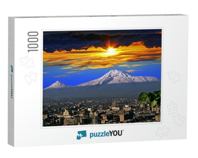 A Beautiful View of Mountain Ararat & Yerevan City During... Jigsaw Puzzle with 1000 pieces