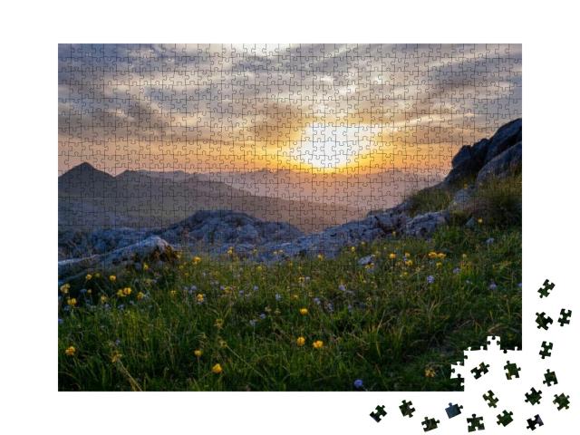 Sunset At Mount Taljanka on the Border of Albania & Monte... Jigsaw Puzzle with 1000 pieces