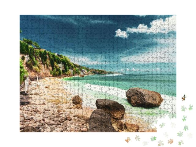 Bali Seascape with Huge Waves At Beautiful Hidden White S... Jigsaw Puzzle with 1000 pieces
