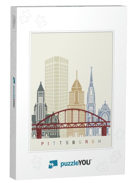 Pittsburgh Skyline Poster in Editable Vector File... Jigsaw Puzzle