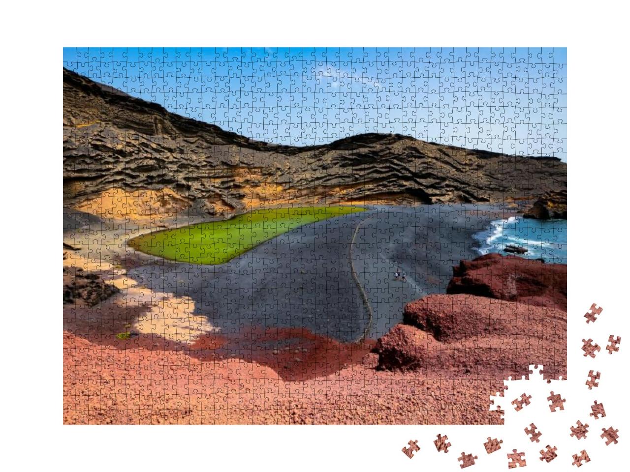 Lago Verde Green Lake or Charco De Los Clicos in El Golfo... Jigsaw Puzzle with 1000 pieces