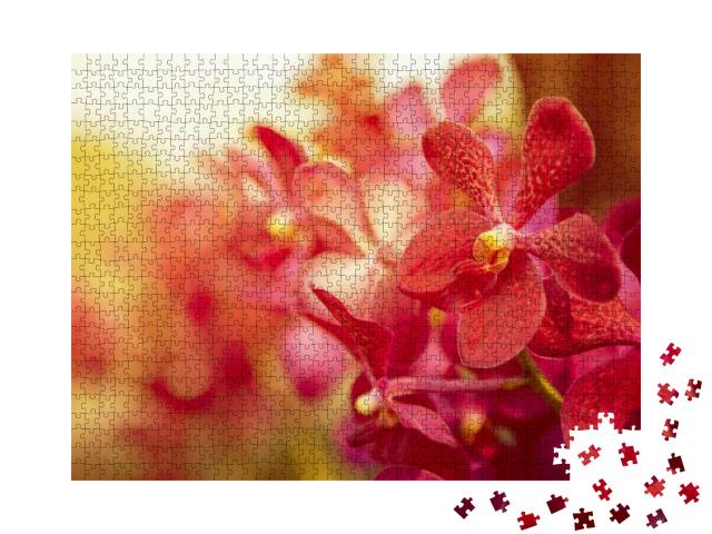 Beautiful Purple Orchid Flower Tree with Sunset Tone... Jigsaw Puzzle with 1000 pieces