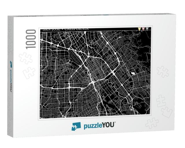 Simple Map of San Jose, California, Usa. Black & White Ve... Jigsaw Puzzle with 1000 pieces