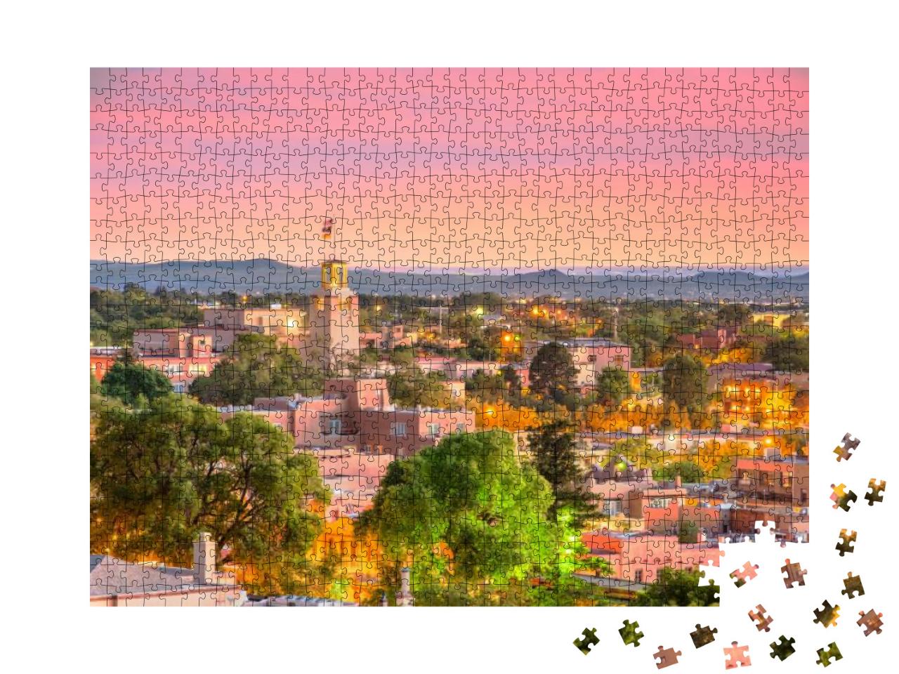 Santa Fe, New Mexico, USA Downtown Skyline At Dusk... Jigsaw Puzzle with 1000 pieces