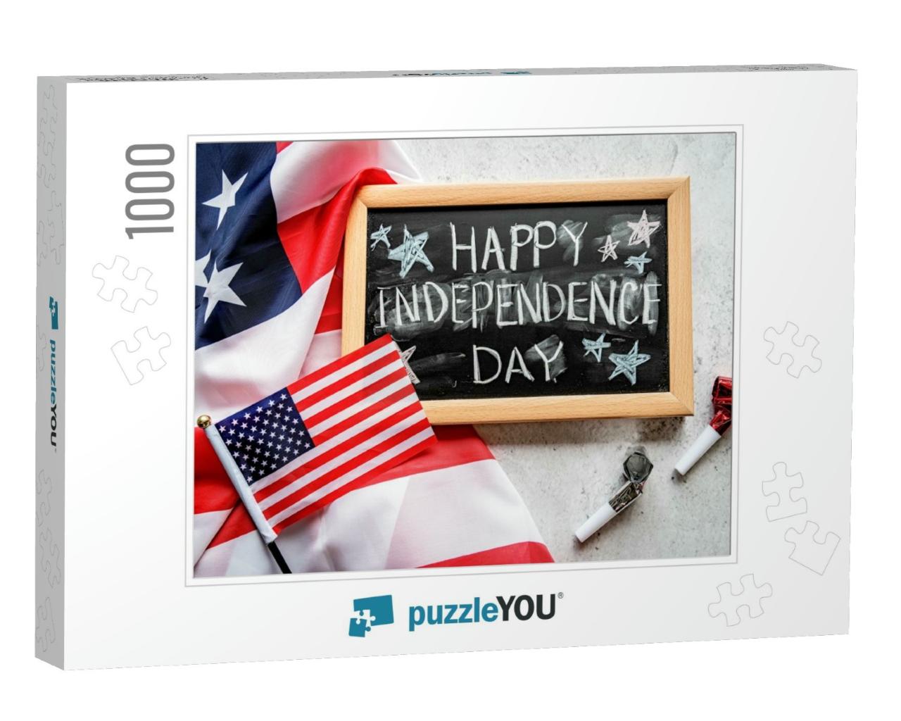 Independence Day USA Concept. Memorial Day. Chalkb... Jigsaw Puzzle with 1000 pieces