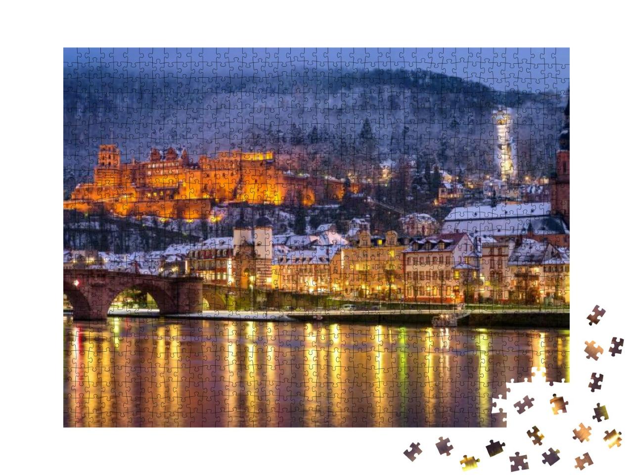 Old Town of Heidelberg in Winter with Castle Ruins & Old... Jigsaw Puzzle with 1000 pieces