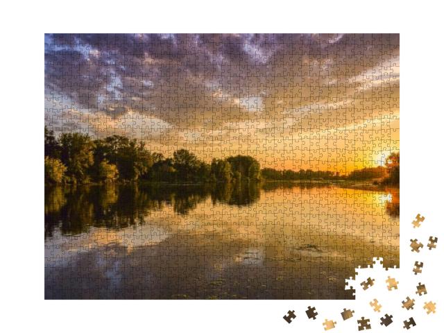 Loire River At Sunset, Colorful Picture of the River Loir... Jigsaw Puzzle with 1000 pieces