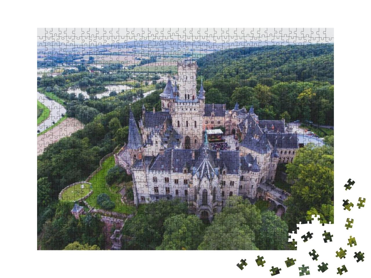 View of Marienburg Castle, a Gothic Revival Castle in Low... Jigsaw Puzzle with 1000 pieces