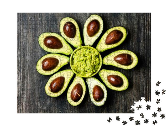 Avocado. Flower Made from Avocado Palta & Guacamole Bowl... Jigsaw Puzzle with 1000 pieces