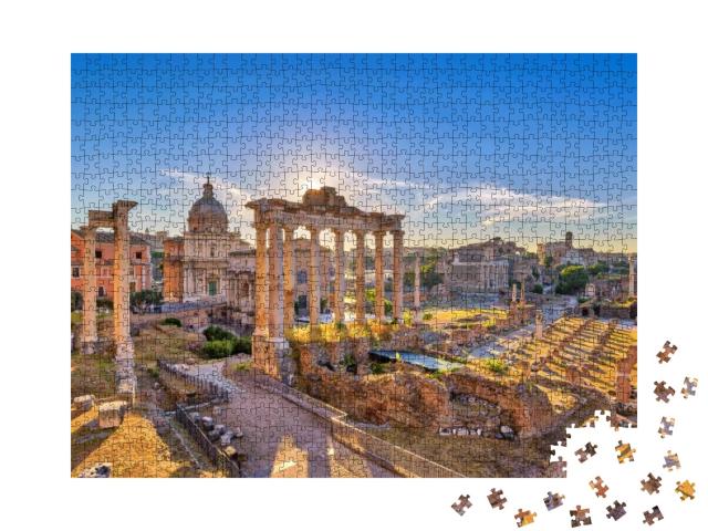 Rome Italy, Sunrise City Skyline At Roman Forum... Jigsaw Puzzle with 1000 pieces