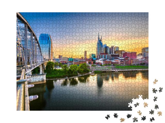 Nashville, Tennessee, USA Downtown City Skyline At Dusk on... Jigsaw Puzzle with 1000 pieces