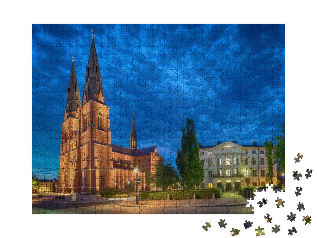Uppsala Cathedral in the Evening, Uppsala, Sweden Hdr Eff... Jigsaw Puzzle with 1000 pieces