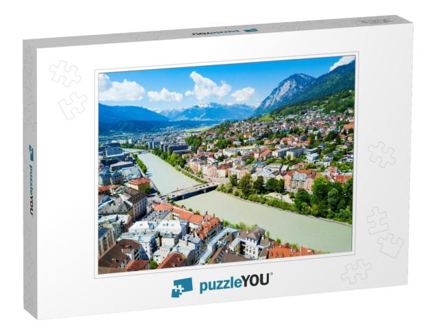 Inns River & Innsbruck City Center Aerial Panoramic View... Jigsaw Puzzle