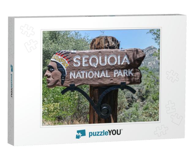 Sign to the Entrance of Sequoia National Park, California... Jigsaw Puzzle