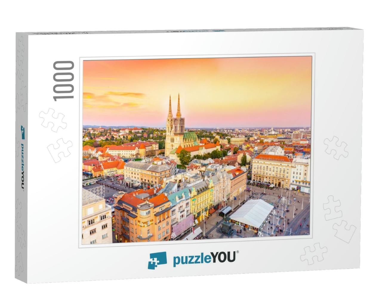 Zagreb Croatia At Sunset. Aerial View from Above of Ban J... Jigsaw Puzzle with 1000 pieces