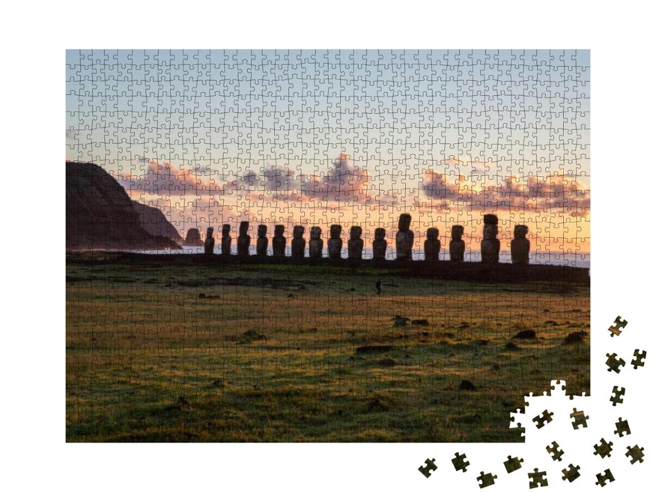 Moai Statues in the Rano Raraku Volcano in Easter Island... Jigsaw Puzzle with 1000 pieces