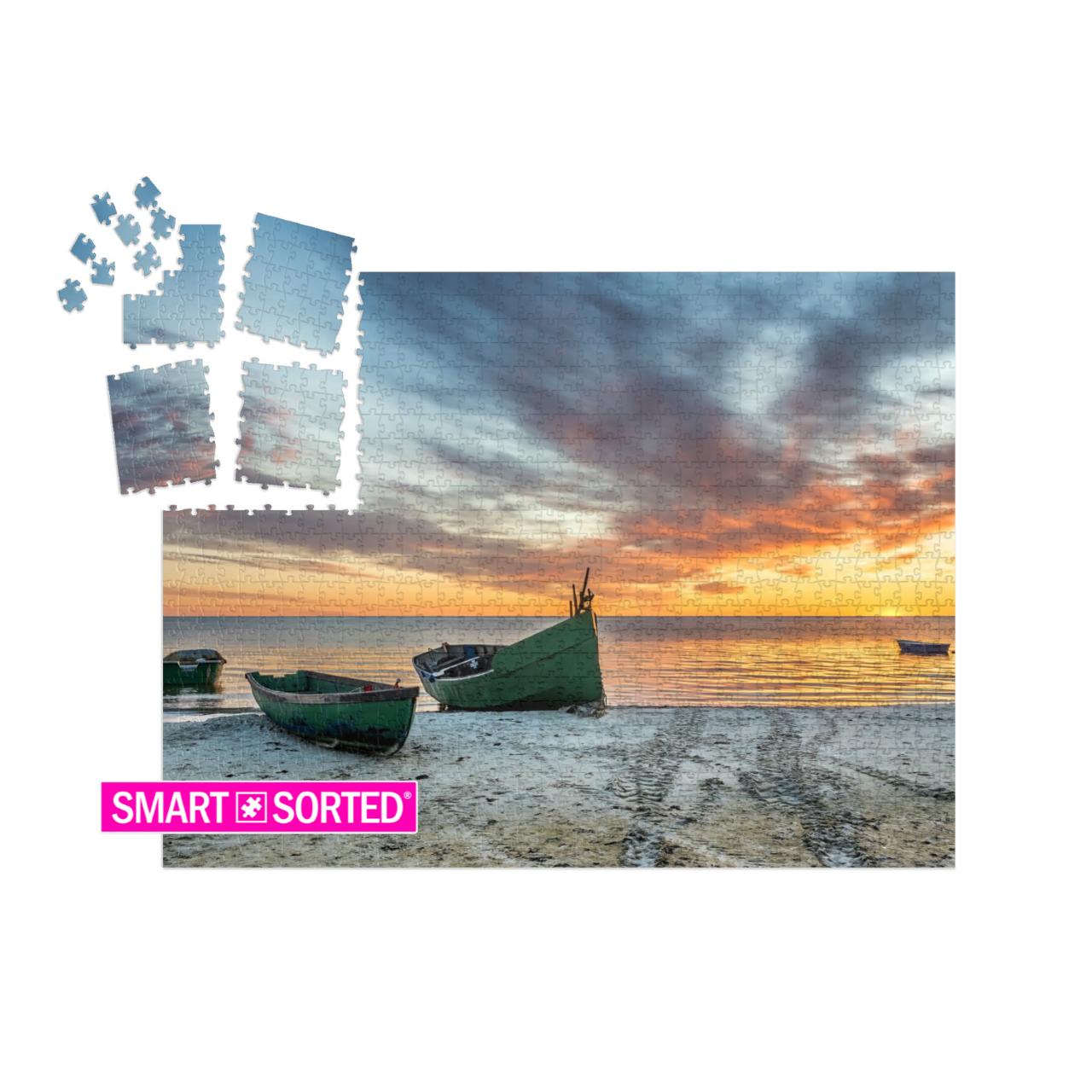 Anchored Fishing Boat on Sandy Beach of the Baltic Sea... | SMART SORTED® | Jigsaw Puzzle with 1000 pieces