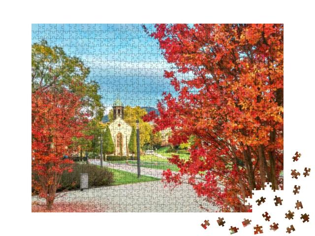 Landscape with Red Trees & Spitalkirche Church. Baden-Bad... Jigsaw Puzzle with 1000 pieces