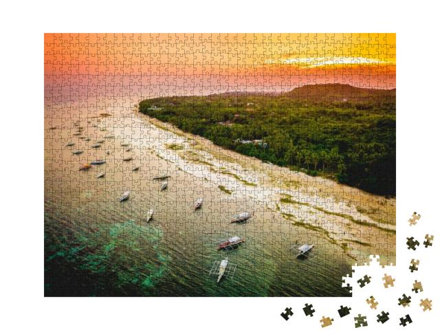 Beach in Panglao, Late Afternoon Aerial... Jigsaw Puzzle with 1000 pieces