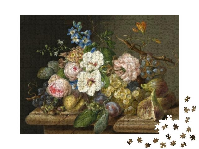 Roses & Grapes. Still Life. in the Style of the Ancient D... Jigsaw Puzzle with 1000 pieces