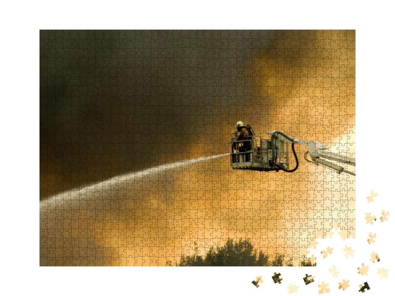 A Huge Fire with Firefighters in Action... Jigsaw Puzzle with 1000 pieces