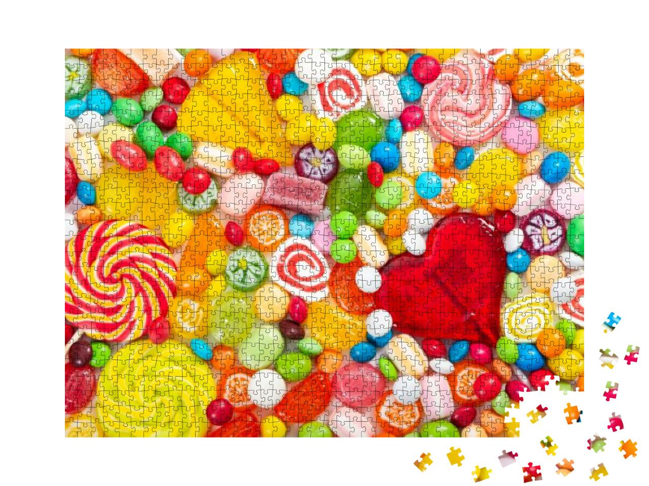 Colorful Lollipops & Different Colored Round Candy... Jigsaw Puzzle with 1000 pieces