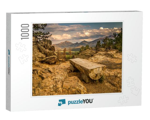 Park Bench in Rocky Mountain National Park, Colorado... Jigsaw Puzzle with 1000 pieces